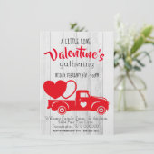 Rode pick-up truck Valentijnsdag Uitnodigen Bedankkaart (Staand voorkant)