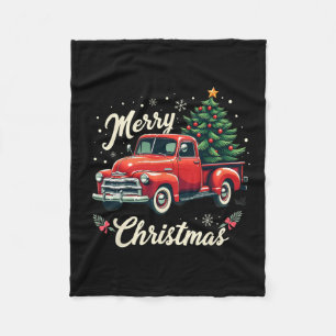 Rode pick-up truck vrolijke kerstboom wintervakant fleece deken