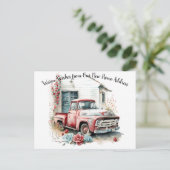 rode pick-up truck We hebben Briefkaart verplaats (Staand voorkant)