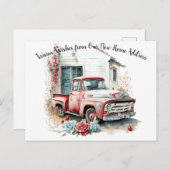 rode pick-up truck We hebben Briefkaart verplaats (Voorkant / Achterkant)