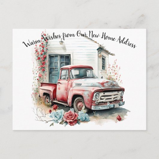 rode pick-up truck We hebben Briefkaart verplaats (Voorkant)