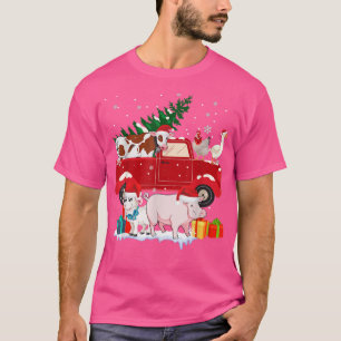 Rode pick-uptruck boerderij kerst kostuum match t-shirt