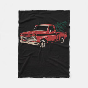 Rode pick-uptruck kerstboom Vintage Kerstmis Fleece Deken
