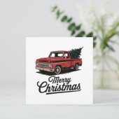 Rode pick-uptruck kerstboom Vintage Kerstmis  Kaart (Staand voorkant)