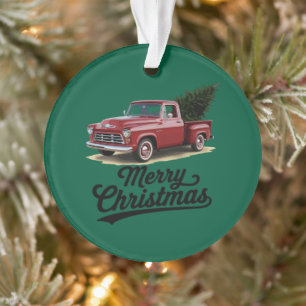 Rode pick-uptruck kerstboom vintage Kerstmis Ornament
