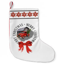 Rode pick-uptruck kerstsok
