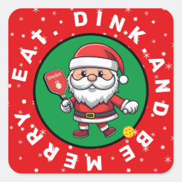 Rode Pickleball Santa aangepaste tekst Vierkante Sticker