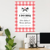 Rode picknick 'I Do BBQ' welkomstbord Poster (Thuiskantoor)