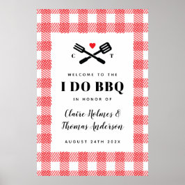 Rode picknick 'I Do BBQ' welkomstbord Poster