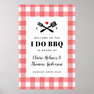 Rode picknick 'I Do BBQ' welkomstbord Poster