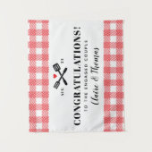 Rode Picknick Plaid Doek I Do BBQ Felicitaties Wandkleed (Voorkant)