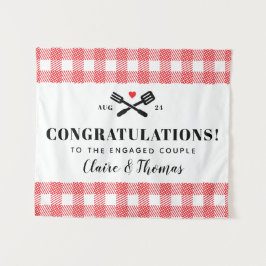 Rode Picknick Plaid Doek I Do BBQ Felicitaties Wandkleed