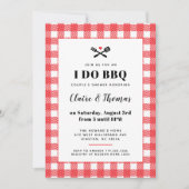 Rode Picknick Plaid Doek I Do BBQ Uitnodiging (Voorkant)