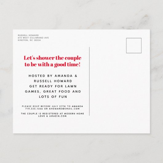 Rode picknick pllaid doek Ik doe BBQ Uitnodiging (Achterkant)