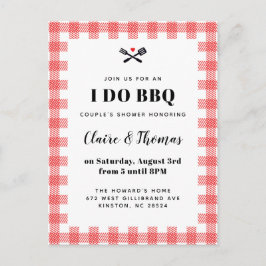 Rode picknick pllaid doek Ik doe BBQ Uitnodiging