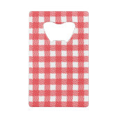Rode picknick pllaid doek Ik doe BBQ Uitnodiging Creditkaart Flessenopener (Achterkant)