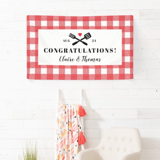 Rode picknick pllaid doek Ik doe BBQ Welkom Spandoek (Insitu)