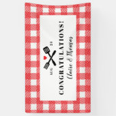 Rode picknick pllaid doek Ik doe BBQ Welkom Spandoek (Verticaal)