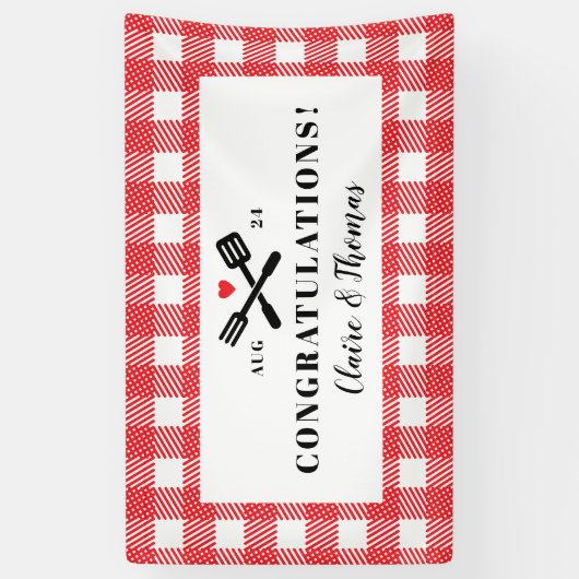 Rode picknick pllaid doek Ik doe BBQ Welkom Spandoek (Verticaal)