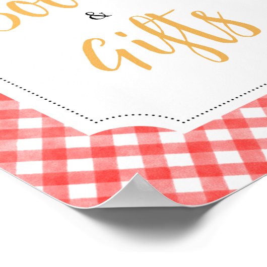 Rode Picknick Zonnebloem Baby shower Boeken en ges Poster (Hoek)