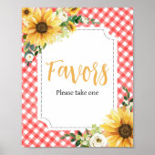 Rode picknick zonnebloem Baby shower gunsten Poster (Voorkant)