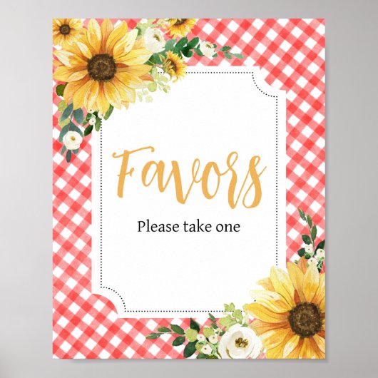 Rode picknick zonnebloem Baby shower gunsten Poster (Voorkant)