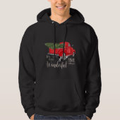 Rode Pickup Truck Tartan Schattigee Kerstboom Hoodie (Voorkant)