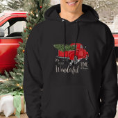Rode Pickup Truck Tartan Schattigee Kerstboom Hoodie
