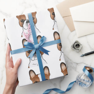 Rode Piebald Franse Bulldog Cartoonhond Patroon Cadeaupapier