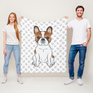 Rode Piebald Franse Bulldog Schattige Cartoon Hond Fleece Deken
