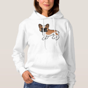 Rode Piebald Franse Bulldog Schattige Cartoon Hond Hoodie
