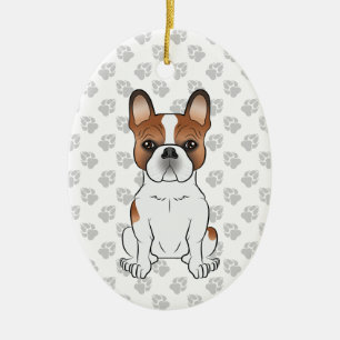 Rode Piebald Franse Bulldog Schattige Cartoon Hond Keramisch Ornament