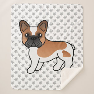 Rode Piebald Franse Bulldog Schattige Cartoon Hond Sherpa Deken