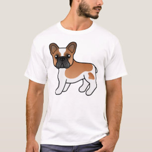 Rode Piebald Franse Bulldog Schattige Cartoon Hond T-shirt
