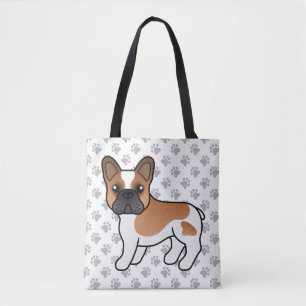 Rode Piebald Franse Bulldog Schattige Cartoon Hond Tote Bag
