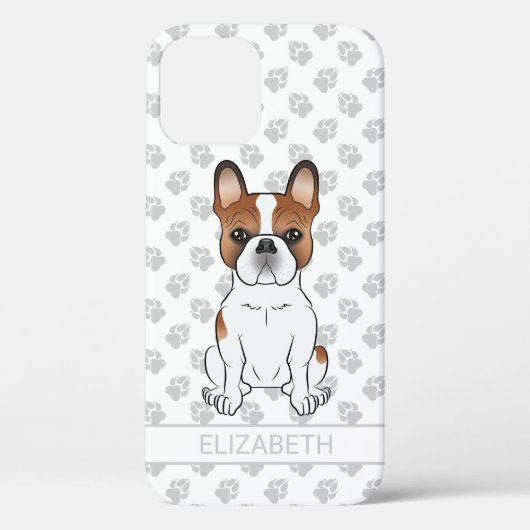 Rode Piebald Franse Bulldog Schattige Cartoonhond Case-Mate iPhone Case (Achterkant)