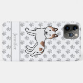 Rode Piebald Siberische Husky Cartoon Hond & Naam Case-Mate iPhone Case (Achterkant (horizontaal))