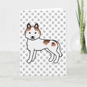 Rode Piebald Siberische Husky Schattige Cartoon Ho Kaart
