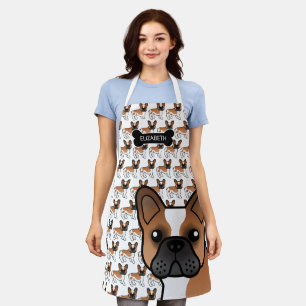 Rode Pied Franse Bulldog Schattige Cartoon Hond &  Schort