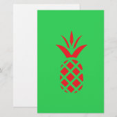 Rode Pijnappel in Groen Briefpapier (Voorkant / Achterkant)