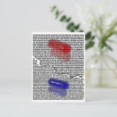 rode pil, blauwe pil briefkaart (Staand voorkant)