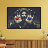 Rode Pil Blauwe Pil Moment Awaken Canvas Muur Kuns (Insitu (Woonkamer))