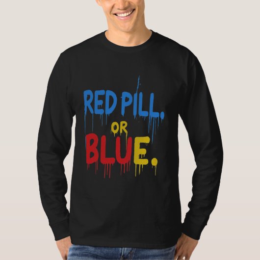 Rode Pil of Blauw T-shirt (Voorkant)