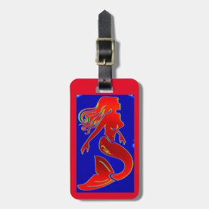 rode pin-up mermaid bagagelabel