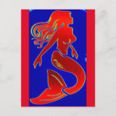 rode pin-up mermaid briefkaart (Voorkant)