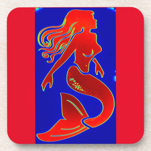 rode pin-up mermaid drankjes onderzetter (Voorkant)