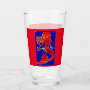 rode pin-up mermaid glas