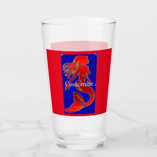 rode pin-up mermaid glas (Voorkant)