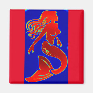 rode pin-up mermaid magneet