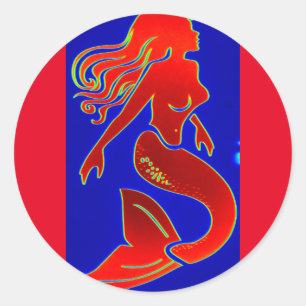 rode pin-up mermaid ronde sticker